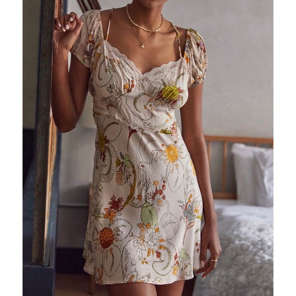 Anthropologie Dresses & Skirts - NWT Anthropologie Dainty Mini Dress Size Small Floral Lace Low Back Lacy Lounge
